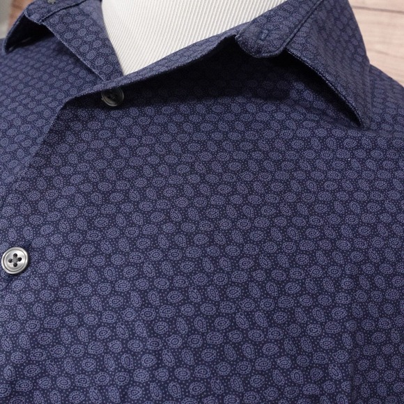 APT 9 LONG SLEEVE BLUE PAISLEY BUTTON DOWN SHIRT MENS SIZE L - Picture 2 of 8